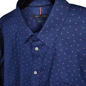 TOMMY HILFIGER All Seasons Stretch Men's XL Blue Print Button Down Shirt